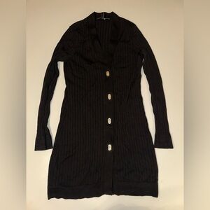 White House Black Market Women’s Long Cardigan Size S Black Silver
